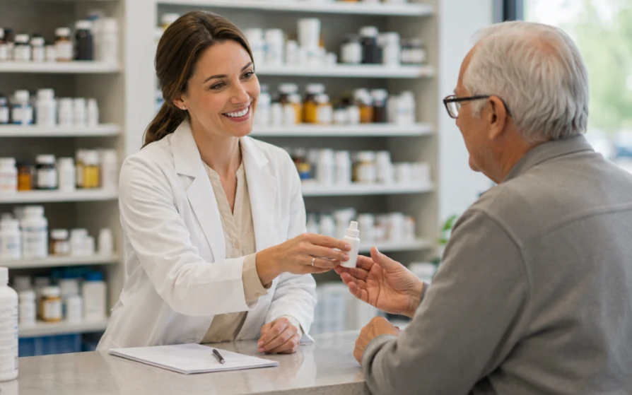 Compounding pharmacist blending a custom topical pain-relief cream at UnityRX Pharmacy in Plano, TX
